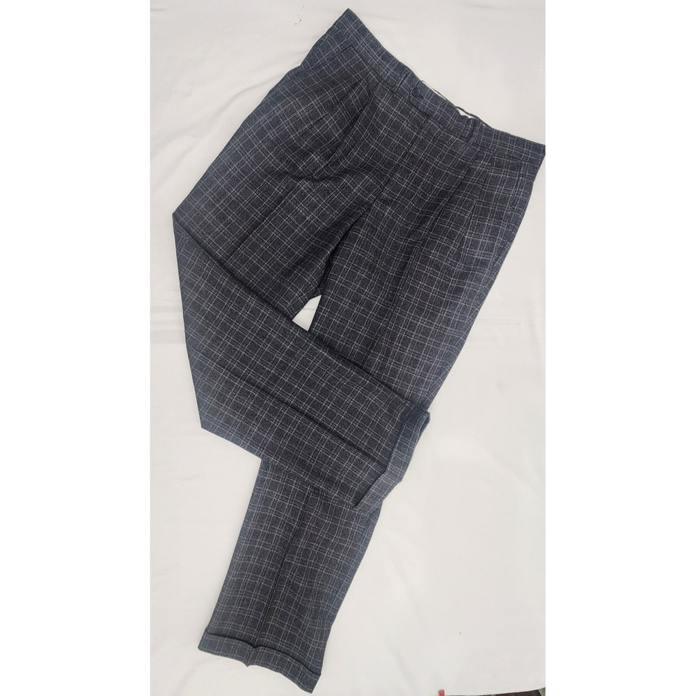 Paul Fredrick Men's Wool Dress Pants Plaid Pleated Cuffed 38R